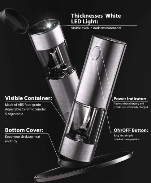 AutoSpice Salt & Pepper Grinder (2 Grinders)