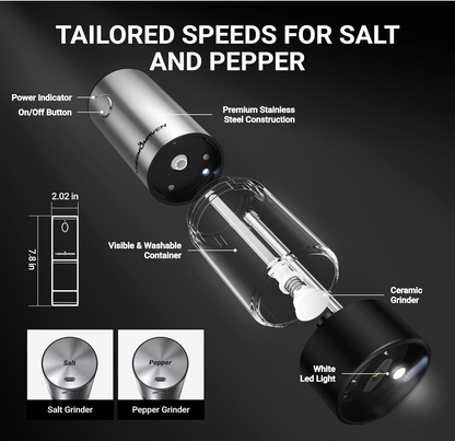 AutoSpice Salt & Pepper Grinder (2 Grinders)